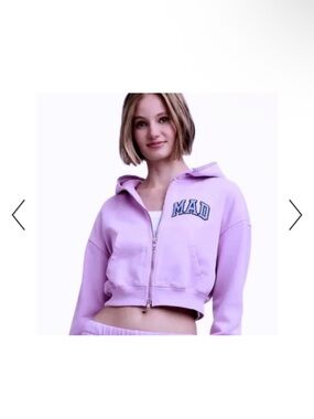 Mad happy Cropped Zip Hoodie with MAD Patch